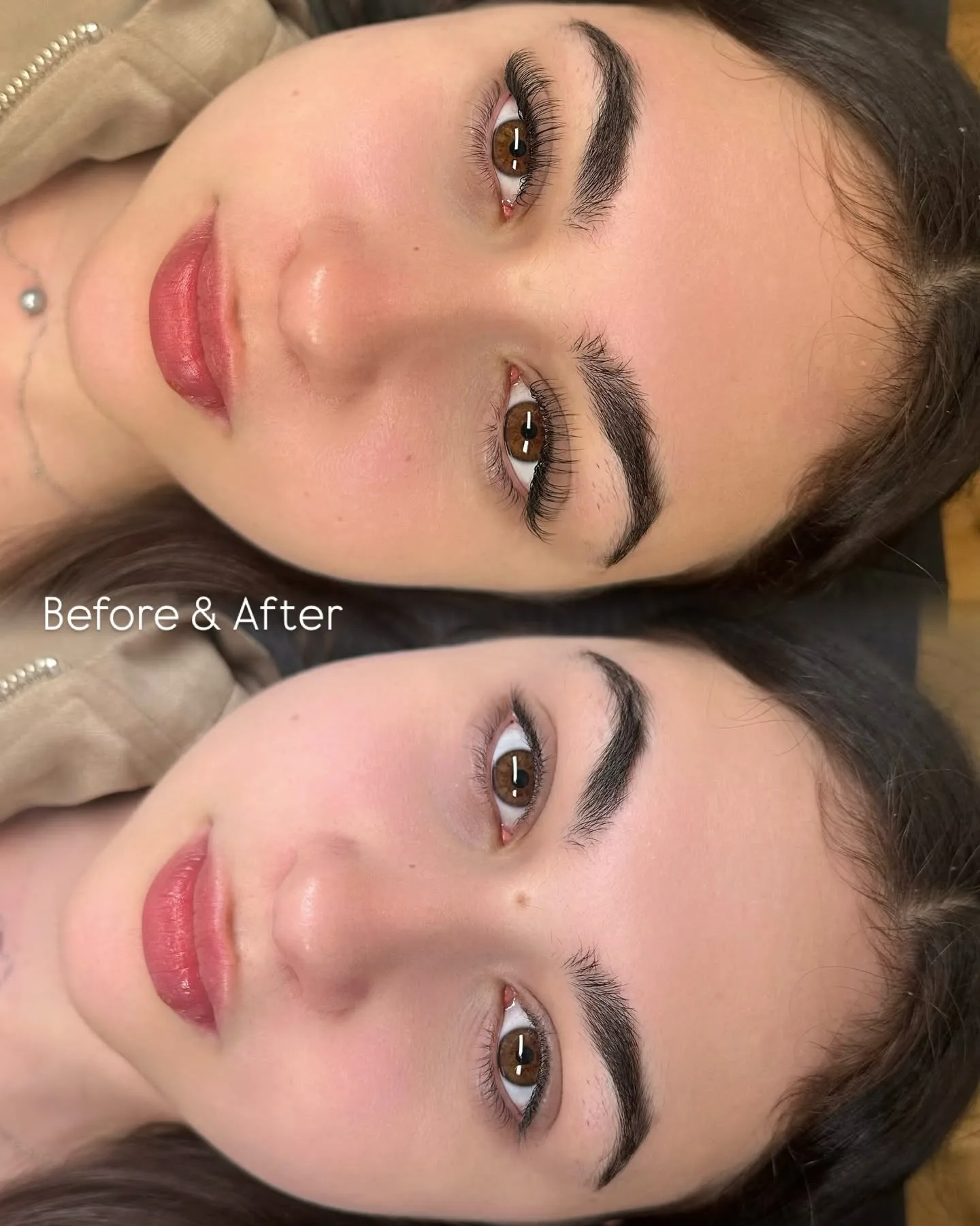 Before and after lash extensions
