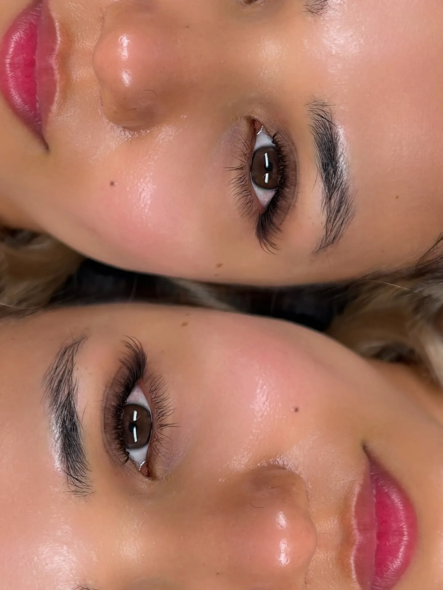 Hybrid lashes — before and after, textured fluffy look