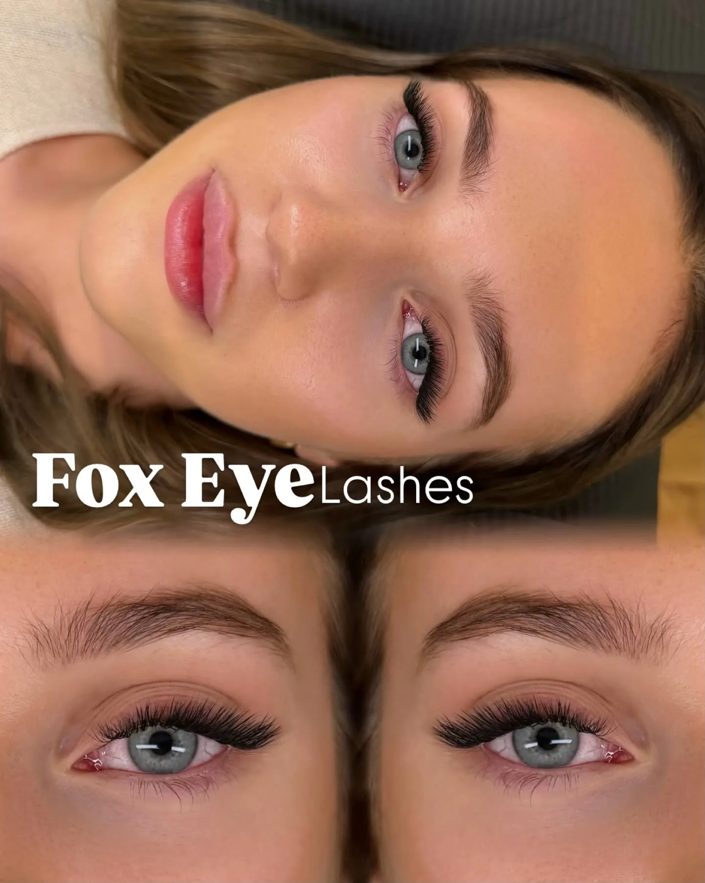 Fox Eye M-Curl lash extensions — before and after